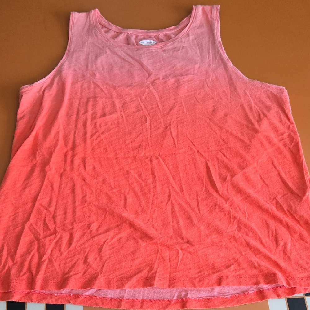 Old Navy Orange Peach Ombre Style Sleeveless Relaxed Tank Top, Size L